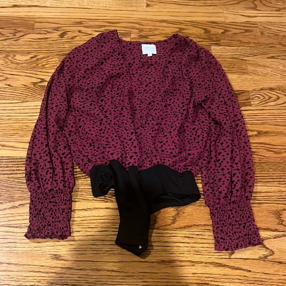 Misa Woman’s Red Printed Body Suit Size XS